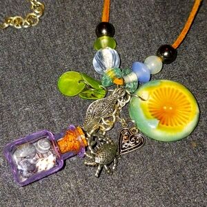 Artist Made Porcelain Mermaid Treasure Necklace